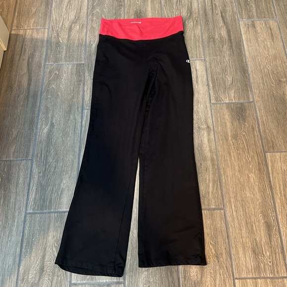 Champion yoga pants. Black with pink waistband. Medium. No pockets. - Picture 2 of 6